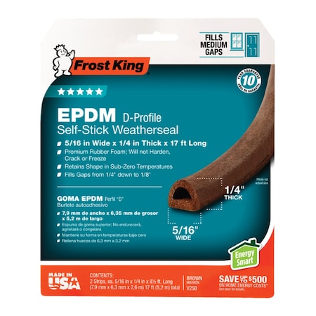 Frost King Frost King Brown EPDM Rubber Foam Weather Seal For Doors and Windows 17 ft. L X 0.25 in. V25BA